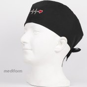 تصویر کلاه جراحی mediform مشکی طرح ECG 