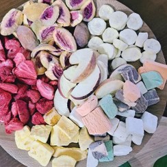 تصویر باکس مخلوط میوه و بستنی خشک پفکی 90 گرمی (فریز درایر freeze-dried) 