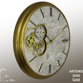 تصویر ساعت دیواری آرتمیس مدل 2040 تیتانیوم طلایی 