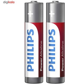 تصویر باتری نیم قلمی فیلیپس مدل Power Alkaline بسته 2 عددی ا Philips Power Alkaline AAA Battery Pack of 2 Philips Power Alkaline AAA Battery Pack of 2