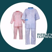 تصویر لباس بستری بیمار مردانه آستین کوتاه جنس پلی استر پنبه طرح دار 