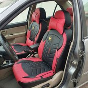 تصویر روکش صندلی 206 شاهسوند اورجینال 10188 چرم مشکی قرمز دوخت قرمز 