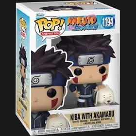 تصویر اکشن فیگور کیبا همراه با آکامورو – ناروتو 9 سانتی funko pop 1194 naruto – kiba with akamaru 