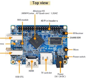 تصویر برد اورنج پای Orange Pi Lite دارای رم 1GB 