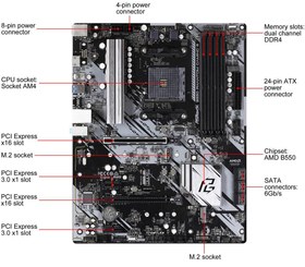 تصویر مادربرد ASRock B550 Phantom Gaming 4 ASRock B550 Phantom Gaming 4 AM4 AMD B550 SATA 6Gb/s ATX AMD Motherboard