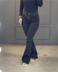 تصویر شلوار لی زنانه مدل دمپا سایز ۳۶ رنگ ذغالی 