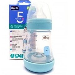 تصویر شیشه شیر بدو تولد چیکو مدل perfect 5 رنگ آبی حجم 150 میلی لیتر Chicco baby bottle perfect5 blue 150ml