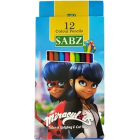 تصویر مداد رنگی 12 رنگ سبز 