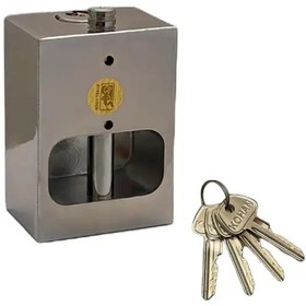 تصویر قفل کتابی کهن فولادی گارددار 