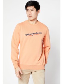 تصویر سویشرت آستین بلند یقه گرد مردانه با لوگوی برند، نارنجی برند diesel Men Crew Neck Long Sleeve Brand Logo Sweatshirt, Orange