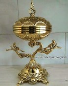 تصویر کاسه آجیل خوری طرح گلبرگ سلطنتی با دسته گنجشک 