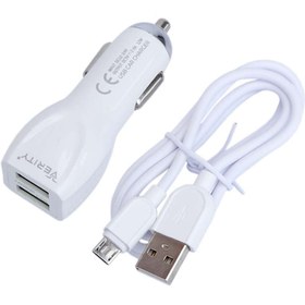 تصویر شارژر فندکی Verity C-1115 12W 2.4A + کابل میکرو یو اس بی Verity C-1115 12W 2.4A 2Port Car Charger With Micro USB Cable