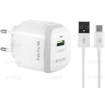 تصویر شارژر دیواری سریع و کابل تایپ سی باوین Bavin PC359Y Type-C Charger 