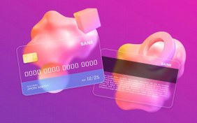 تصویر بنر کارت بانکی شیشه ای – Credit card design with blurred glass effect 