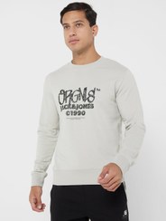 تصویر هودی نخی با طرح لوگوی جربوشویک و یقه گرد برند jack & jones 