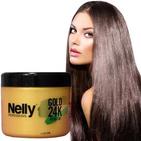 تصویر ماسک کراتینه مغذی موی نلی گلد Nelly Professional Keratin Gold 24Kحجم 500 میلی لیتر Nelly Professional Keratin Hair Mask