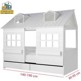 تصویر تخت خواب کودک و نوجوان کلبه مدل BCP19 