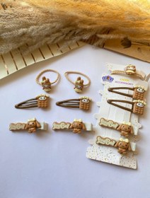 تصویر پک اقتصادی گیره انبری و کش مو دخترانه فانتزی 