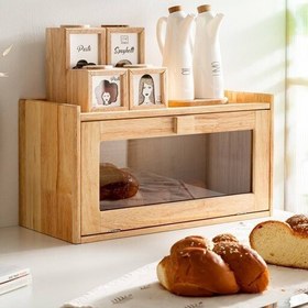 تصویر جای نان چوبی درب شیشه دار 