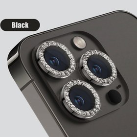 تصویر گلس محافظ لنز دوربین رینگی نگین دار گوشی اپل iPhone 15 Pro Max Camera Lens Protector For iPhone 15 Pro Max