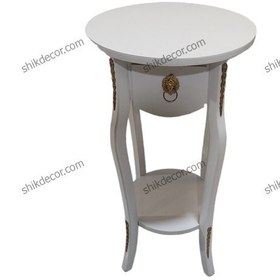 تصویر میز تلفن چوبی یک کشو گرد 