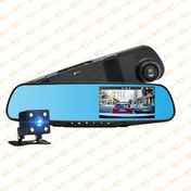 تصویر دوربین ثبت وقایع آینه ای دو لنزه برند بلک باکس Blackbox dual-lens mirror action camera