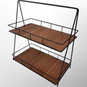 تصویر استند پذیرایی دو طبقه مستطیل کف چوبی 