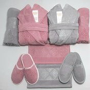 تصویر ست حوله اقتصادی عروس و داماد 10 تکه سنگی/پیازی MO10 