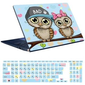 تصویر اسکین لپ تاپ طرح Owl کد02 به همراه استیکر کیبورد 