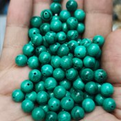 تصویر مهره سنگ مالاکیت سایز ۶اصل کنگو سوراخ دار طبیعی 