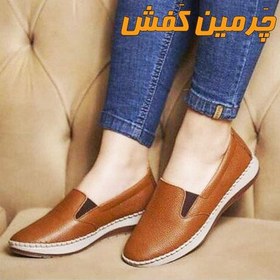 تصویر کفش تمام چرم زنانه طبی و دور دوخت مدل سالرنو کد 18162 Women's full leather shoes, Salerno model, medical and round stitching