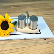 تصویر نمکدان استیل زیره بامبو 