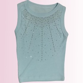 تصویر تاپ زنانه نگین دار سبز 