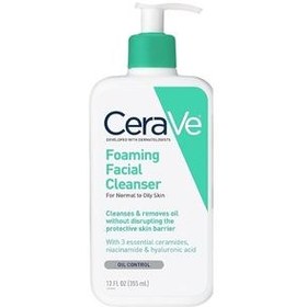 تصویر فوم شستشوی صورت سراوی Cerave – مخصوص پوست نرمال و چرب – حجم 355 میل Cerave Foaming Cleanser for normal to oily skin 355 ml