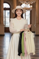 تصویر بافت مرواریدی آستین توری کد ۲۴۸ 