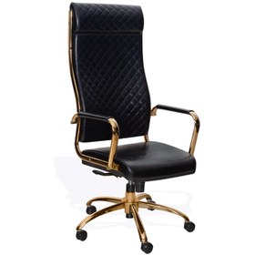 تصویر صندلی مشکی طلایی اداری مدل M470 