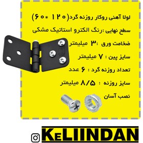 تصویر لولا آهنی روکار با رنگ استاتیک مشکی 120x60 