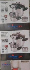 تصویر زودپز دوقلو کلیپسی یونیک آلمان 6+4 لیتر مدل DSD unique german twin pressure cooker 6 + 4 liters dsd model