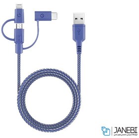 تصویر کابل شارژ سه سر میکرو یو اس بی و لایتنینگ و تایپ سی انرژیا Energea Nylotough Cable 3 In 1 Micro USB And Lightning And Type-C 1.5M 