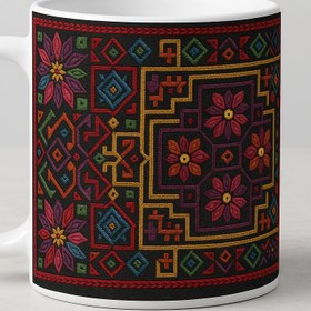 تصویر ماگ با طرح سنتی 4 گل 