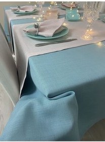 تصویر کتانی چشم پوشان Begonvil Tablecloth Maldive 27 قطعه مجموعه Zeren Home 