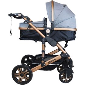 تصویر ست کالسکه و کریر اسپرینگ مدل اسپیدا بژ Espring Two-piece spring stroller and carrier set, Spida model, beige body code: 420308