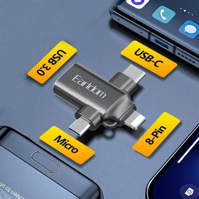 تصویر مبدل USB OTG به microUSB / لایتنینگ / USB-C ارلدام مدل ET-OT80 