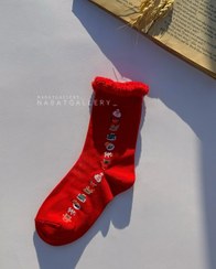 تصویر جوراب ساقدار طرح کریسمس نخ پنبه فری سایز 