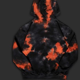 تصویر هودی تای دای ( شیبوری ) ابر و بادی نارنجی-مشکی Orange & Black Tie Dye Hoodie