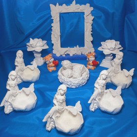تصویر هفت سین فرشته و قاب آینه پروانه (جنس پودر سنگ متا وگچ) 