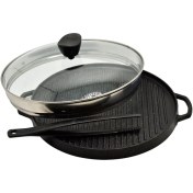 تصویر تابه گریل چدنی یونیک گرد 34 سانتیمتری UN-6029 Unique UN-6029 Pan