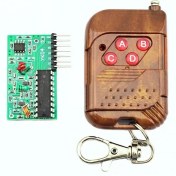 تصویر ماژول گیرنده ASK و ریموت ۴ کاناله ۳۱۵MHZ کد فیکس قهوه ای 