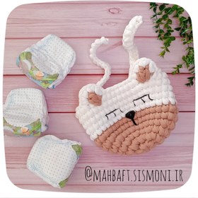 تصویر ارگانایزر/آویز تریکویی تخت نوزاد مدل تدی دو رنگ دخترانه /پسرانه Baby bed tricot organizer/hanger, Teddy model, two colors for girls/boys