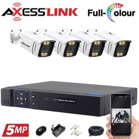 تصویر پکیج کامل مداربسته 4 عددی 5 مگاپیکسل برند اکسس لینک | فلزی-دید درشب رنگی 